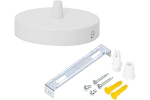 WUSJCOF Rosone per lampadario, scatola di connessione in metallo, paralume rotondo, calotta coprifili sospensione, adatto a tutte le lampade, con cavo e morsetto Flex, piastra di montaggio