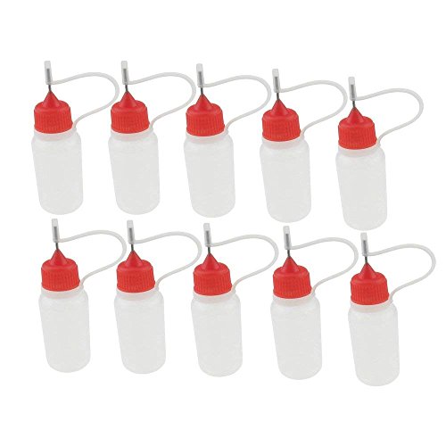 Pxyelec10pcs×Squeezable Empty Liquid Dropper Filling Bottles Needle Tip & Cap Red Cap (10ml)