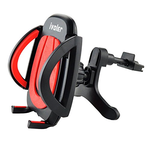 iVoler Support Auto Smartphone in metallo per il fessura di ventilazione con per agganciare, Porta Cellulare Supporto Auto Universale Air Vent Rotazione a 360Â° per iPhone X / 8 / 8 Plus / 7 / 7 Plus / 6(s) / 6(s) Plus / SE / 5s / 5, Samsung Galaxy S9 / S9+ / S8 / S8+ / S7 / S7 Edge / S6 / S5 / J5 / A5, Asus Zenfone 3 / 4, Huawei, Google Nexus, LG, Nokia, Blackberry, Xiaomi, Lenovo, HTC, ecc. (Nero/rosso)
