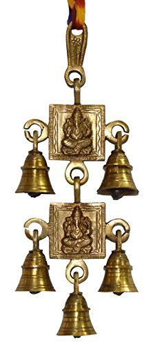 Shubh Labh God Ganesha/Ganesh Wall Hanging Bell Brass Metal Door Decor, Shri Ganesh & Laxmi Ji -5Bells by JMD Handcrafted