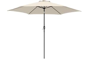Green Bay 2.5M Round Aluminium Garden Parasol Sun Shade Patio Outdoor Umbrella Canopy Crank Tilt Mechanism Cream