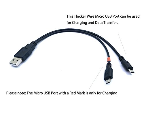 maxhood 28 cm/11 in USB 2.0 zu Micro-USB-Splitter-Kabel, USB 2.0 A männlich auf 2 doppelt Micro USB B männlich High Speed Aufladen und Daten Sync Kabel (nur eine Seite für Daten Sync) - 2