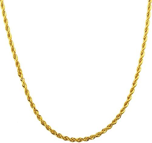 GYJUN Copper 24K Gold Rope Chain Necklace Gold Necklace For Man Women 6MM Width 18 inch/20 inch/24 inch/30 inch/36 inch , 30"