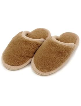 Herren-Pantoffel- Hausschuhe 100% Merino Schafwolle Größe - braun