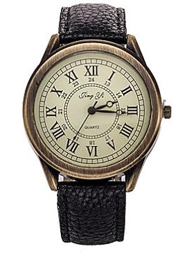 Herren / Damen Modeuhr Quartz Armbanduhren für den Alltag Leder Band Vintage Schwarz / Rot / Braun / Grün Marke