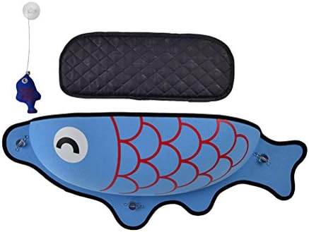 Cat Bed Window Hammock Pet Nest Hanging Seat with Pussy Supplies Toys Basket for Kitty (Blue Fish)
