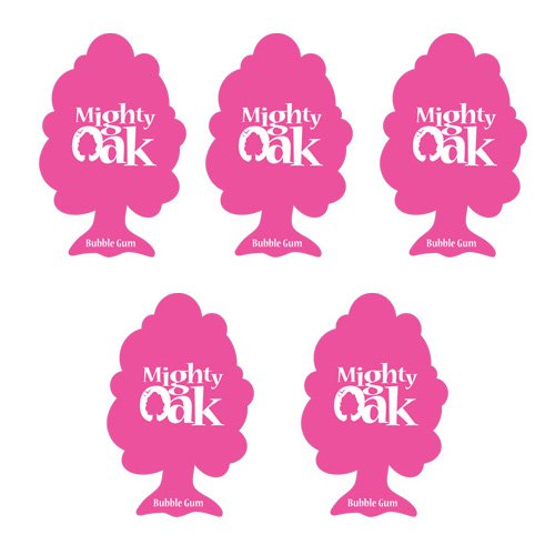 Mighty Oak 5 x Bubblegum Scented Car Air Freshener - Pink, Hanging Paper, Passive Diffusion