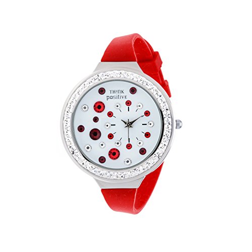 Orologio Donna, Think Positive, Modello SE W91 Acciaio, Cinturino Di Silicone, Orologio Analogico Fashion, Rosso