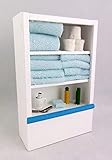 2,3/4 Puppenhaus Möbel Badezimmer Schrank & Zubehör Blau