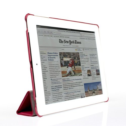 Invision® iPad 2 iPad 3 und iPad 4 Intelligente Hülle – Tolles Design – Magnetische Aufweck/Schlaf-Funktion – Hochwertiges PU-Leder (iPad 2 3 4 / Hot Rosa) - 9