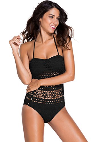 Preisvergleich Produktbild LETSDO Spitzehalter Teddy Badeanzug Schwarz (M(EU 40-42), Schwarz)