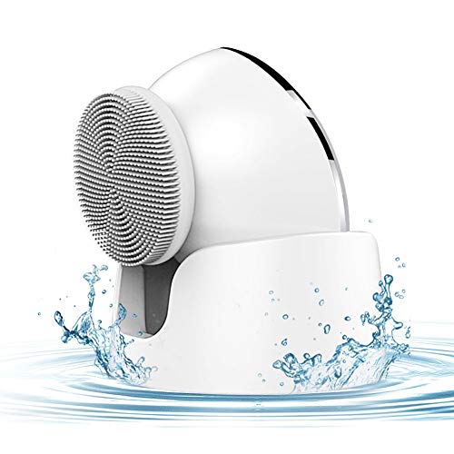 Facial Cleansing Brush Rechargeable Silicone Waterproof, with 42°C Heated Sonic Face Massager Effectively Absorb Skin Care Products for All Skin Types