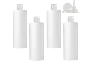 PQPAUTY Pack of 4, 500 ml White Plastic Lotions Bottle with Flip White Cap for Lotions Shampoos Body Wash