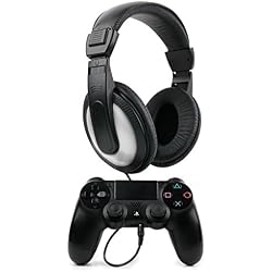 DURAGADGET Auriculares Estéreo para Mando Dualshock 4 - En Negro Y Blanco con Cable De 2 m + Clavija Jack 6.5 mm
