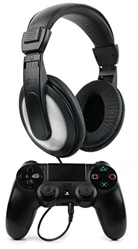 DURAGADGET Auriculares Estéreo para Mando Dualshock 4 - En Negro Y Blanco con Cable De 2 m + Clavija Jack 6.5 mm