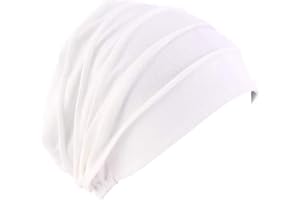 Pluto & Fox Gorra Beanie De Tela Turbante para Cabeza con Cinta De Goma por Detrás De Mujer para Dormir Cáncer Quimioterapia Chemo Oncológico Noche Pèrdida de Pelo Cabello