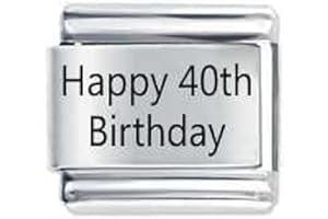 Daisy Charm Happy Birthday Number Etched Italian charm - compatible with 9mm Italian charm bracelets