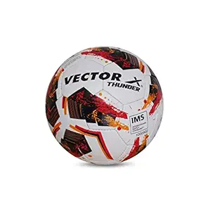 Vector X THUNDER Rubber Hand Stiched IMS (International Match Standard) Football, Size 5 (White-Orange-Black)