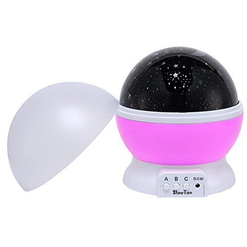 Sternenhimmel Projektor, SlowTon Projektor Lampe 360 Grad Romantische Stimmung Stern-Nachtlicht-Lampen-Raum Rotierende Nachttischlampe 4 LED Wulst für Baby-Kinderzimmer Schlafzimmer Kinderzimmer Kinder Zimmer, Hochzeit, Geburtstag, Parteien mit USB Kabel, Rosa - 6