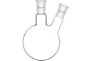stonylab Dos-Cuello Balones de Destilación Redondo Frasco de Fondo de Borosilicato Vidrio RBF, con 24/40 Centro y Lado Cónicos Estándar Externo Joint, Round Bottom Flask Boiling Flask Lab Flask, 500ml