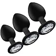 Black Soft Butt Pugs Anales Training Kit Tapered Silicone Convenient Items for Couple Women Men Beginner Fun Games Set of 3 (New Black)