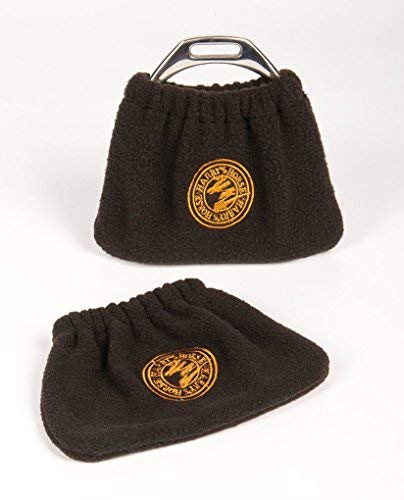 Harry's Horse Lot de 2 protège-étriers courts en polaire Noir Housses de protection pour étriers 1 paire