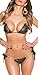 Produktbild Koucla Damen Bikini eleganter Triangel Bikini-Hose mit Goldringen und Strass-Steinen Badeanzug hot Swimsuit (L, Gold/schwarz)