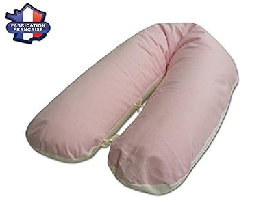 MODULIT: Grand Coussin d'allaitement 180 cm déhoussable "Bambou Rose" avec sa housse en bambou Fabrication Française