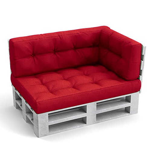 Palettenkissen Palettensofa Palettenpolster Kissen Polster Lehne Sitz+Seiten+Rückenkissen Rot