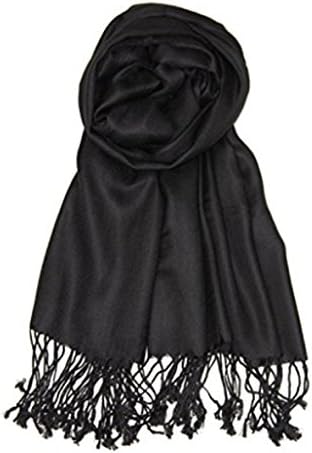SOGNATORI Soft Cashmere Scarf Blanket Large Pashmina Shawl With Tassel Solid Color Warm Shawl (Black)