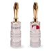 Produktbild UC-Express 2x High End Nakamichi Bananenstecker Bananas Banana für Kabel bis 6mm² 24K löt- oder schraubbar vergoldet kein Plastik in schwarz und rot