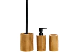 DKD Home Decor Set de baño, Bambú, Negro/Blanco, Estándar