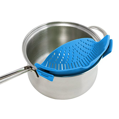Rechoo Snap und Strain Silikon-Sieb Fit alle Topf-Größen (Blau)