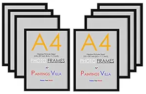 Paintings Villa A4 Size Photo Frame for Certificates (Colour - Matt Black, Size - 12X8 Inch) - Set of 8 Pieces