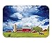 Produktbild Doormat Country Landscape Scenery View Warehouse Barn Clear Clouds Fields Photo Blue White Red Aplle Green