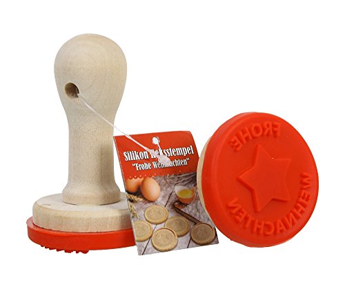 Preisvergleich Produktbild Keksstempel FROHE WEIHNACHTEN mit Holzgriff
