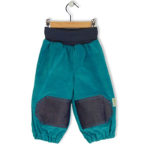 bubble.kid berlin - Baby Mädchen Jungen Unisex Hose Pumphose, Krabbel Hose - weicher Robuster Soft Cord, Knieschoner, Elastisches bequemes Bauch Bündchen, Größe 86/92 (1-2 Jahre), Farbe: aquamarin