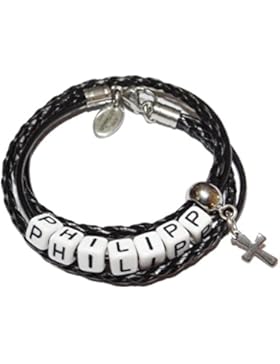 ARTemlos® Handmade Kinder-Armband mit Name aus Edelstahl und Leder (007)