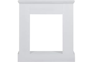 Rebecca Mobili Cornice Decorativa Caminetto Legno Bianco Design Contemporaneo Sala Soggiorno - Misure: 98 x 93 x 23 (HxLxP) - Art. RE4663