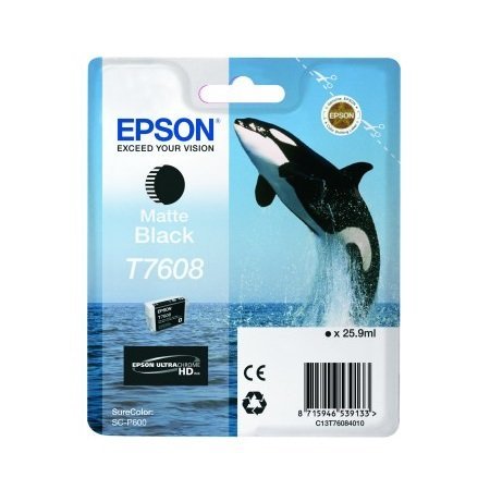 1 x Cartouche d'encre d'origine pour EPSON SureColor P 600 t7608 T 7608 C13T76084010 – Tapis noir – Contenance : env. 25,9 ml