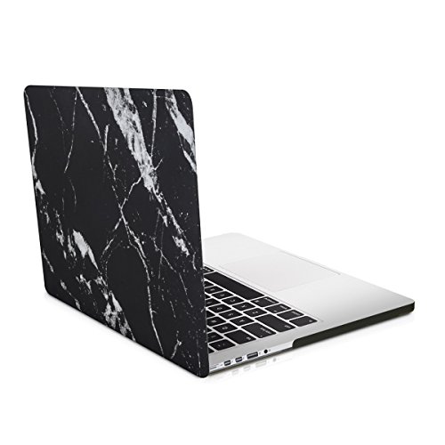 kwmobile Hardcase Laptop Hülle für Apple MacBook Pro Retina 15" (ab Anfang 2013) - Marmor Design Schwarz Weiß dünne gummierte Schutzhülle Cover Case Tasche