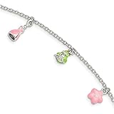 Lex & Lu - Pulsera de Plata de Ley esmaltada para Niños con Diseño de Princesa/Rana/Flor DE...
