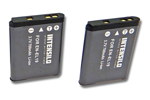INTENSILO 2x Li-Ion batterie 700mAh  3 7V  pour appareil photo vid  o Nikon Coolpix W100 comme EN-EL19 