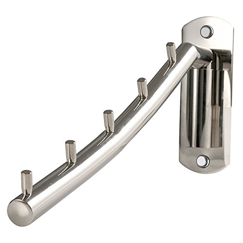 Newdora 180°drehbarer Edelstahl Kleiderhaken Wand-Kleiderständer Kleiderlüfter Garderobenhaken Schwingenarmhalter Kleiderbügel Kleiderständer Kleiderbügel Mit 5 Haken - Silber