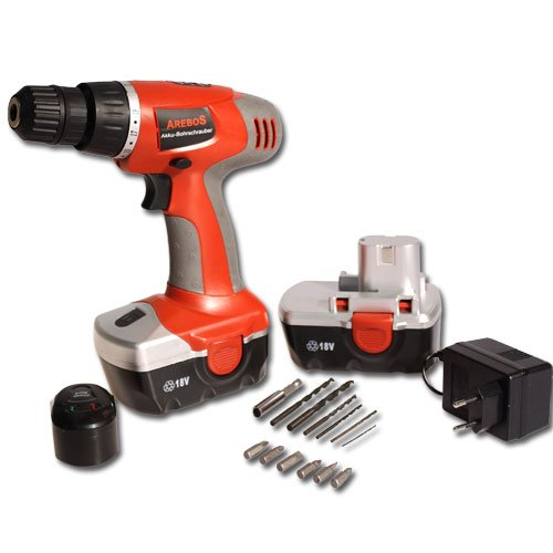 18V Akkuschrauber Bohrschrauber Akku-Bohrschrauber im harten Koffer 2 Akkus + 6 Bohrer + 6 Schraub Bits - 2
