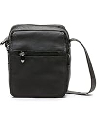 Zerimar Bolso bandolera unisex confeccionado con autentica piel de vaca Ideal para deportes Medidas: Medidas:19x15x10 cms