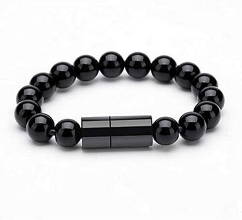Wristband Bracelet USB Cable Acrylic Beads Wrist Chain Charging Data Cable for Mobile Phone iPhone7/7Plus/6s/6sPlus/6/6Plus/5s/5c/5/iPad/iPod (Black)