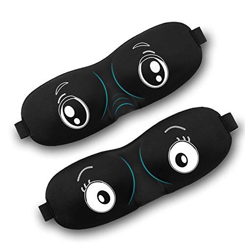 Antifaz para dormir, Newyond Máscara de ojos Fabricado con Espuma de Memoria para Hombre y Mujer (2 Piezas Negro)