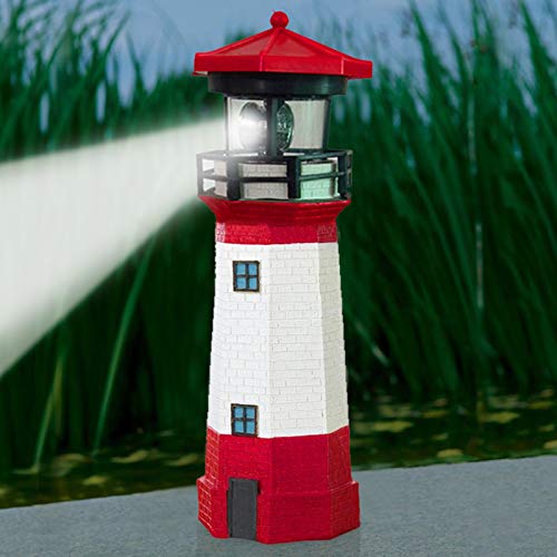 Loopunk Solar Powered Lighthouse with Rotating Lamp Bulb Garden