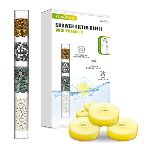 WinArrow - Recarga de ducha, KDF Iones negativos, cartucho de manzana de ducha, minerales, cartucho de alcachofa de ducha, filtro con 3 vitamina C para reducir el cloro, fluoruro y agua dura